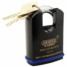 Load image into Gallery viewer, DRAPER 64198 - 61mm Heavy Duty Padlock and 2 Keys with Shrouded Shackle
