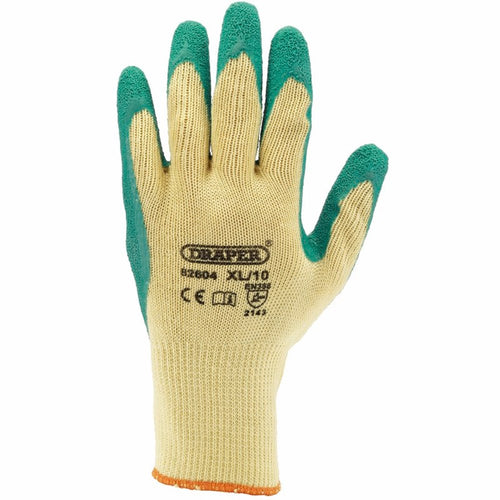 DRAPER 82604 - Green Heavy Duty Latex Coated Work Gloves - Extra Large - weedfabricdirect