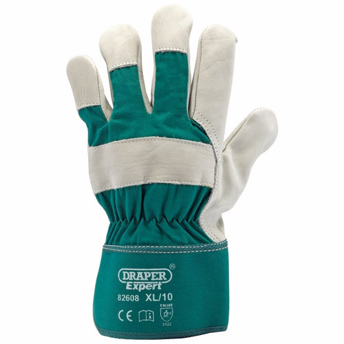 DRAPER 82608 - Premium Leather Gardening Gloves, Extra Large - weedfabricdirect