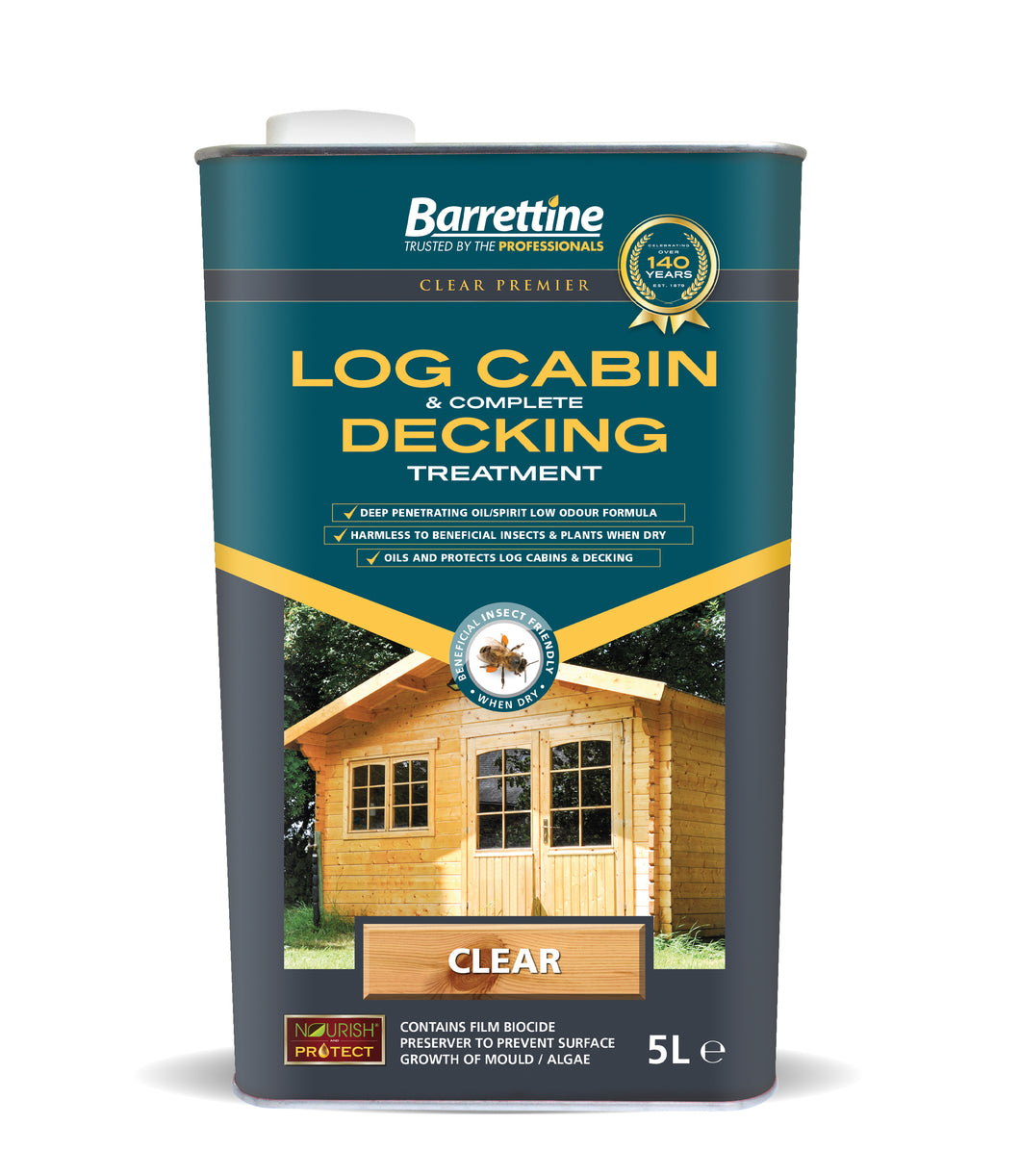 Barrettine 5 Litre Log Cabin & Complete Decking Treatment Clear Oil Wood Protection