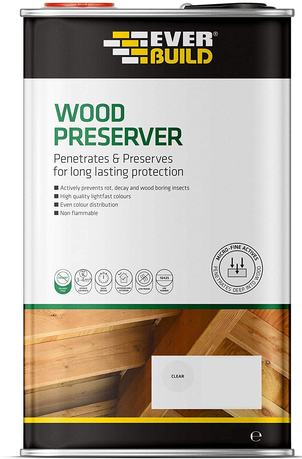 Everbuild 1 Litre Clear Interior and Exterior Wood Preserver Solvent Free