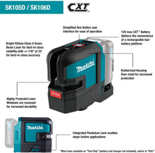 Load image into Gallery viewer, Makita 12v CXT Self Leveling Cross Line Laser Level Red - Body Only  SK105DZ
